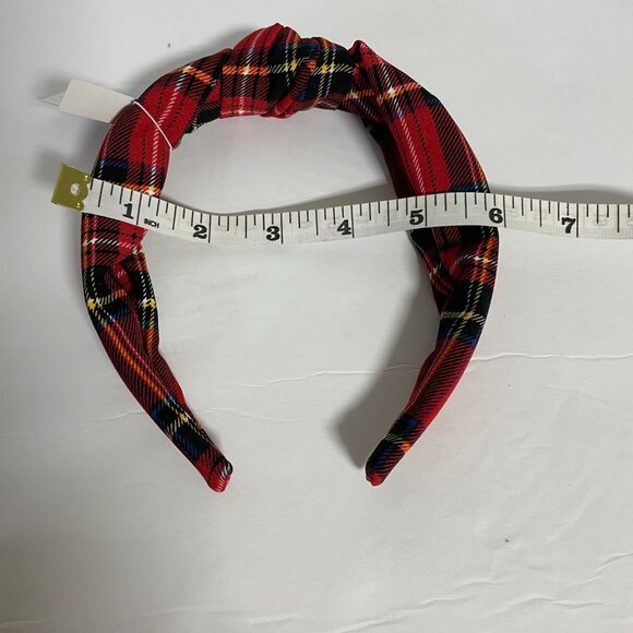 J. Crew Tartan Knot Headband Red/Black Multi 0S NWT - Picture 5 of 6